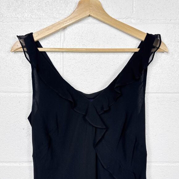 Vintage Ann Taylor Y2K Fairy Goth Silk Midi Dress Black Whimsygoth Vamp - Picture 4 of 7